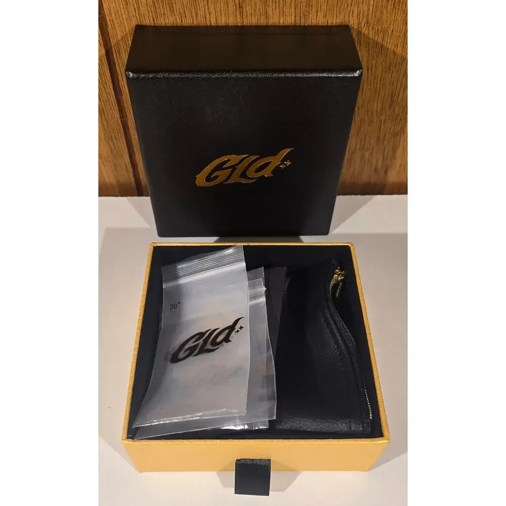 GLD Jewelry Travel Storage Pouch Box Bags Authenticity Card Black Gold Set